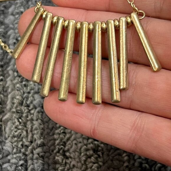 Ballet Two-Layer Gold Tone Necklace Spikes & Beaded Layers NWT $60 - Picture 7 of 7